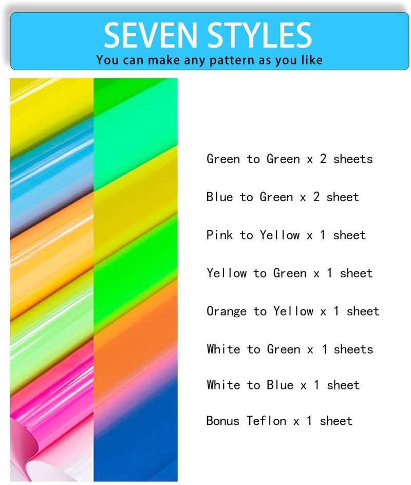 TransWonder Glow in The Dark Heat Transfer Vinyl - 10PCS Glow in The Dark Vinyl Iron on Vinyl for Cricut T Shirts by - Image 4